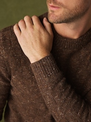 Brown Textured Crew Neck Jumper - Image 6 of 6