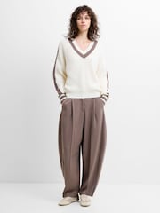 French Connection Cream Varli Varisty V-Neck Jumper - Image 5 of 6