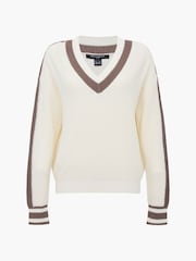 French Connection Cream Varli Varisty V-Neck Jumper - Image 6 of 6