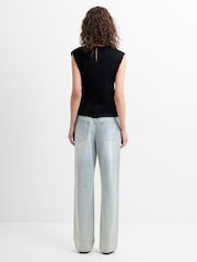 French Connection Black Zion Jersey Belted Shift Top - Image 2 of 6