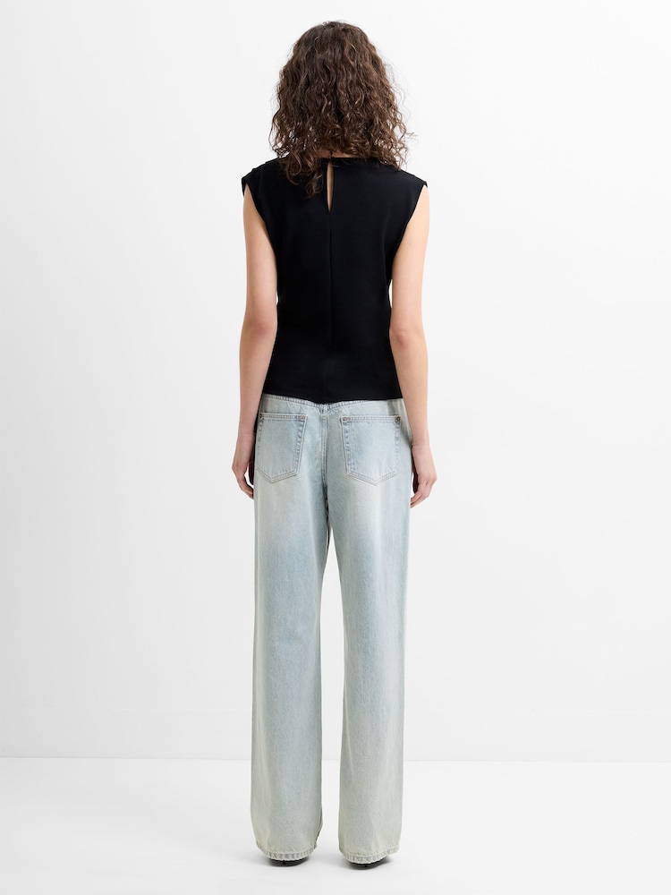 French Connection Black Zion Jersey Belted Shift Top - Image 2 of 6