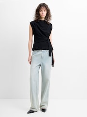 French Connection Black Zion Jersey Belted Shift Top - Image 5 of 6