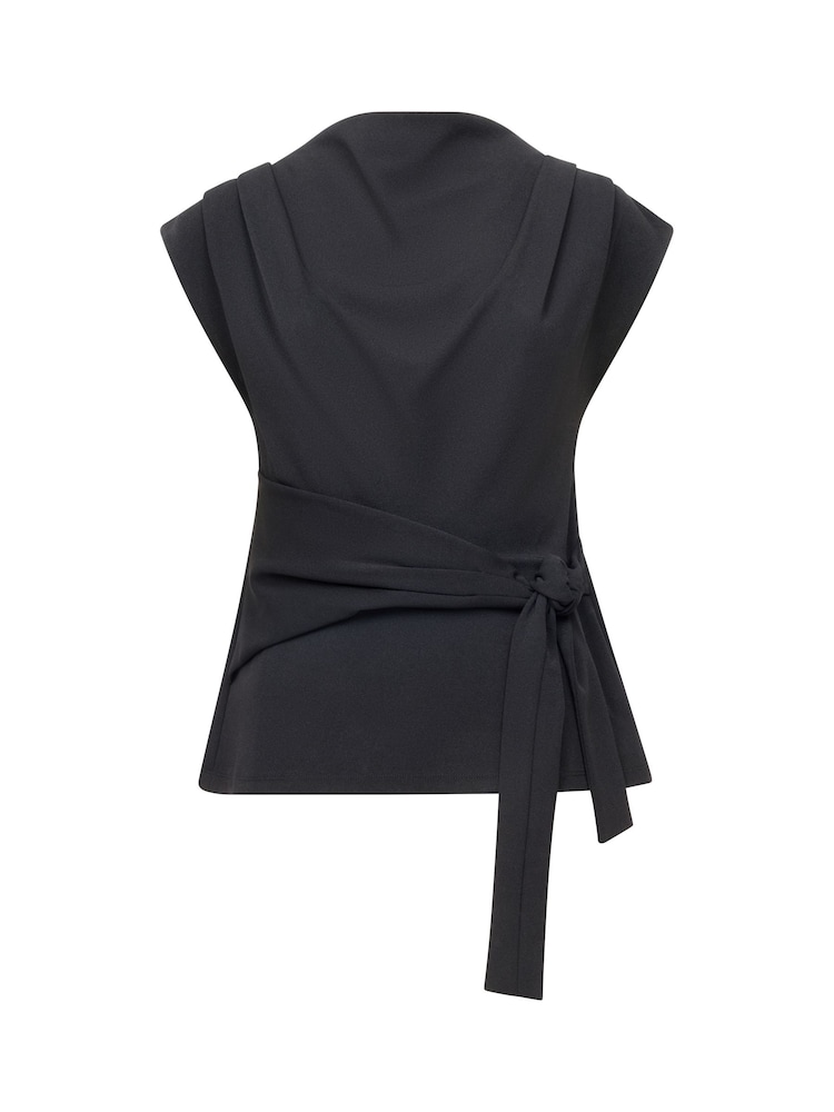 French Connection Black Zion Jersey Belted Shift Top - Image 6 of 6