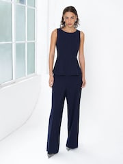 French Connection Blue Alia Pinstripe Peplim Top - Image 5 of 6