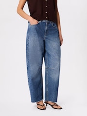 Whistles Blue Authentic Raw Hem Barrel Jeans - Image 1 of 5