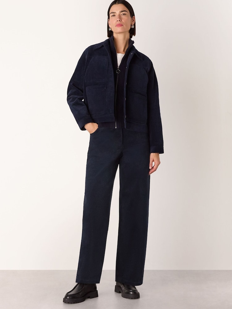Whistles Blue Barrel Leg Cotton Cord Trousers - Image 1 of 3 Whistles Blue Barrel Leg Cotton Cord Trousers - Image 1 of 3