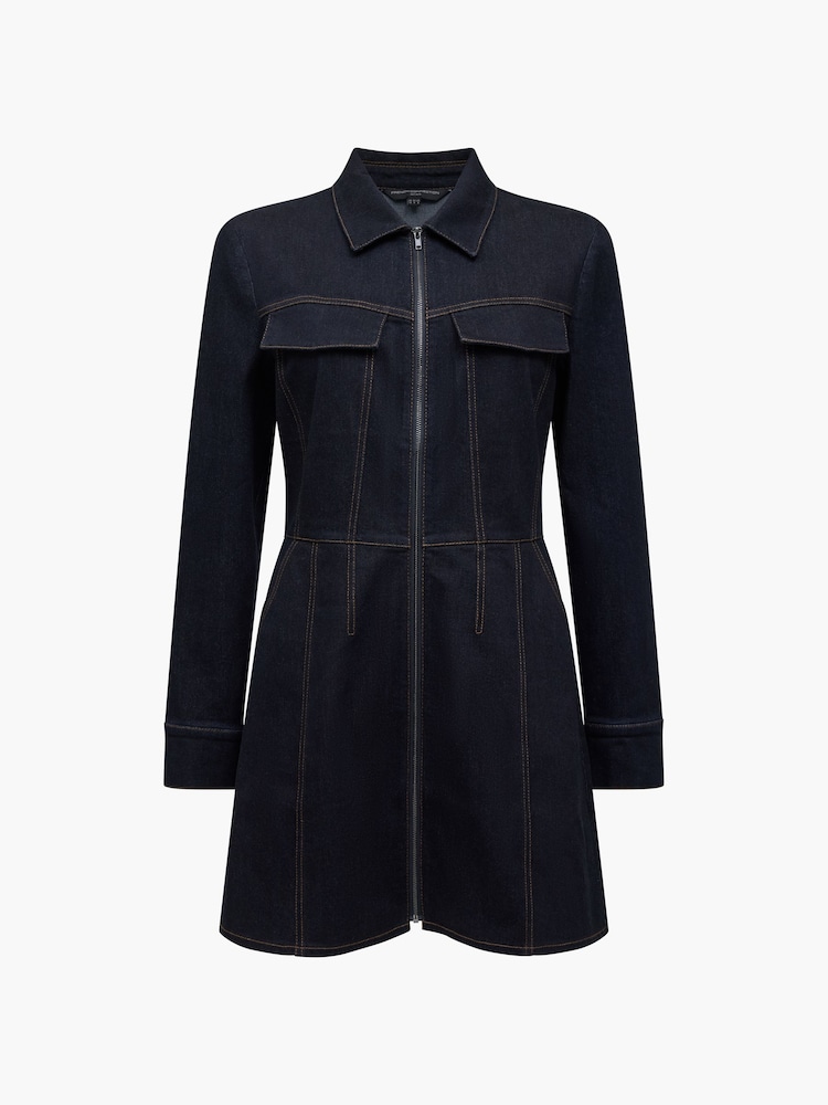 French Connection Blue Yami Raw Wash Denim Structured Dress - Image 5 of 5