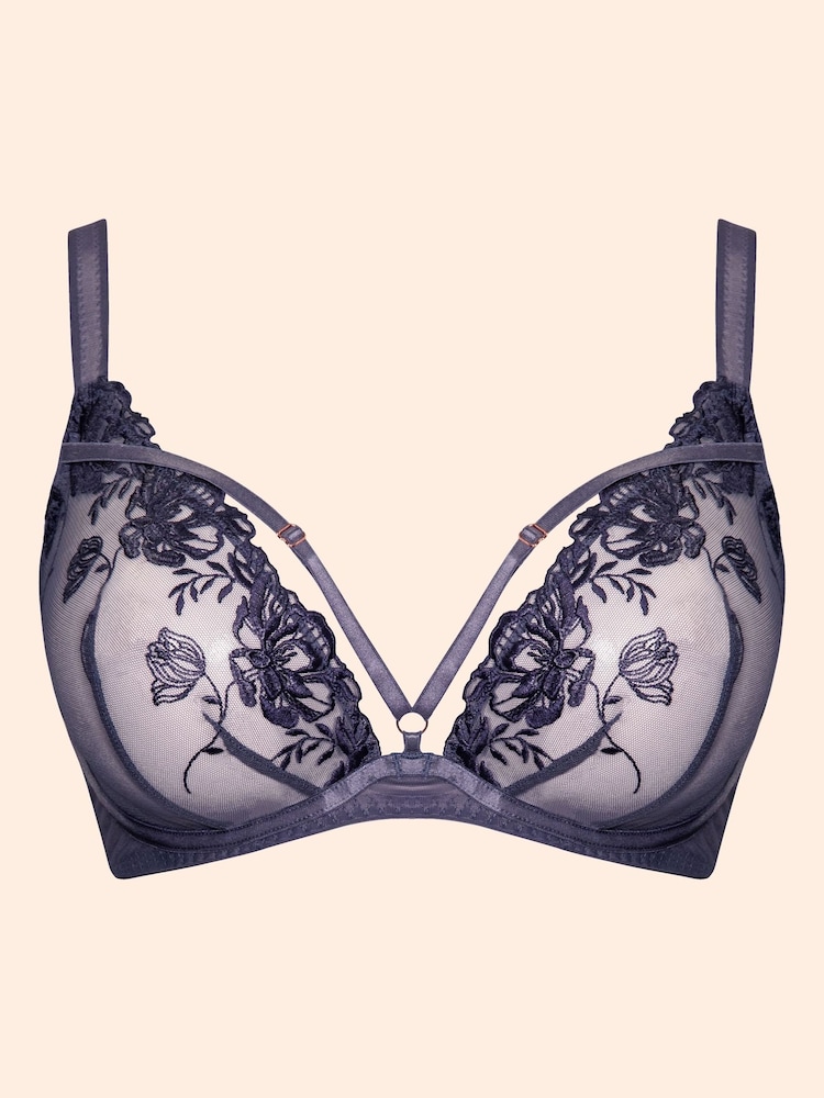 Curvy Kate Grey Bound Blossom Deep Plunge Bra - Image 7 of 7 Curvy Kate Grey Bound Blossom Deep Plunge Bra - Image 7 of 7