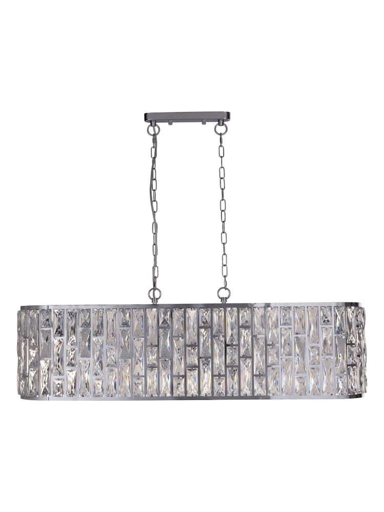 Searchlight Chrome 8 Light Clear Glass Pendant - Image 5 of 5 Searchlight Chrome 8 Light Clear Glass Pendant - Image 5 of 5