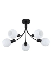 Searchlight Black and White 5 Light Metal & Glass Ceiling Lamp - Image 4 of 5