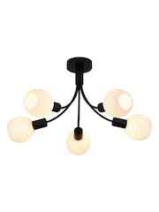 Searchlight Black and White 5 Light Metal & Glass Ceiling Lamp - Image 5 of 5