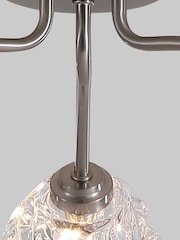 Searchlight Satin Nickel 3 Light Textured Glass Flush - Image 3 of 5