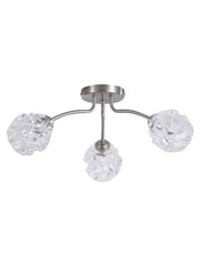 Searchlight Satin Nickel 3 Light Textured Glass Flush - Image 4 of 5