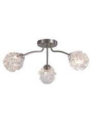 Searchlight Satin Nickel 3 Light Textured Glass Flush - Image 5 of 5