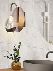 Searchlight Latte and Champagne 1 Textured Glass Wall Light - Image 1 of 5