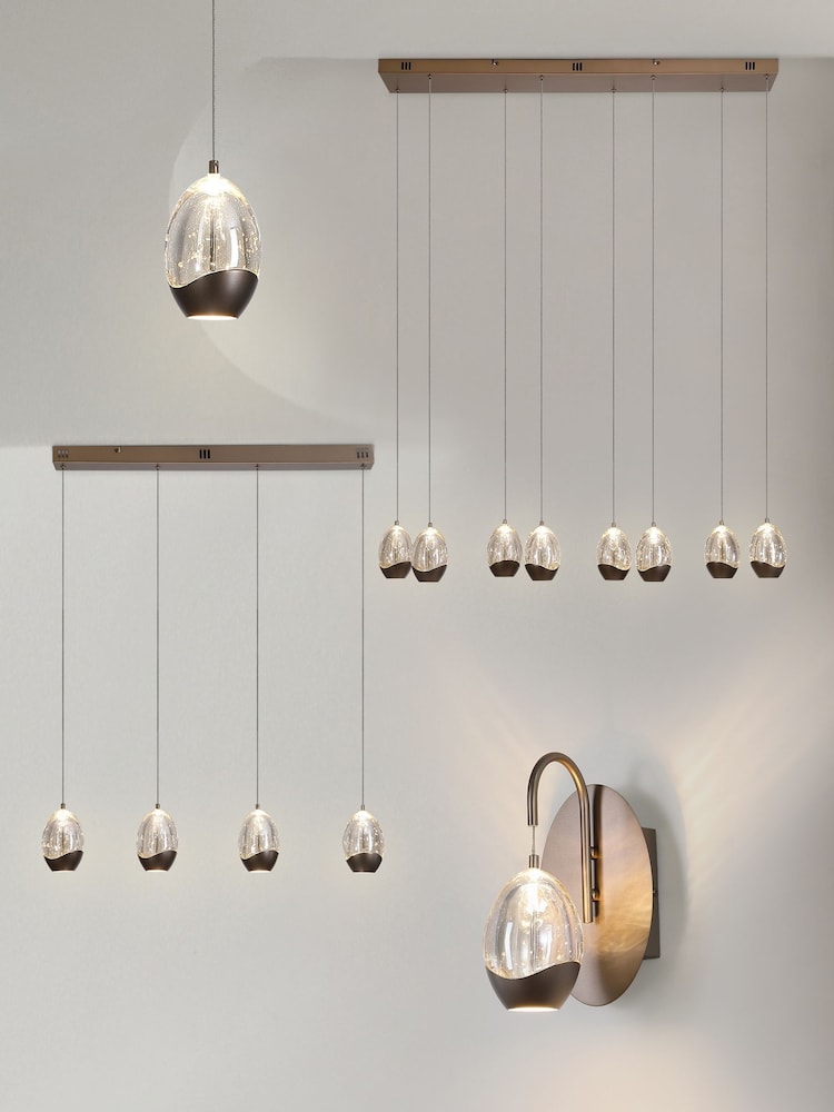 Searchlight Latte and Champagne 1 Textured Glass Wall Light - Image 2 of 5