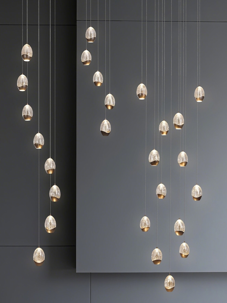 Searchlight Latte and Champagne 5 Light Textured Glass Drop Pendant - Image 2 of 5 Searchlight Latte and Champagne 5 Light Textured Glass Drop Pendant - Image 2 of 5