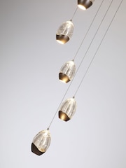 Searchlight Latte and Champagne 5 Light Textured Glass Drop Pendant - Image 3 of 5