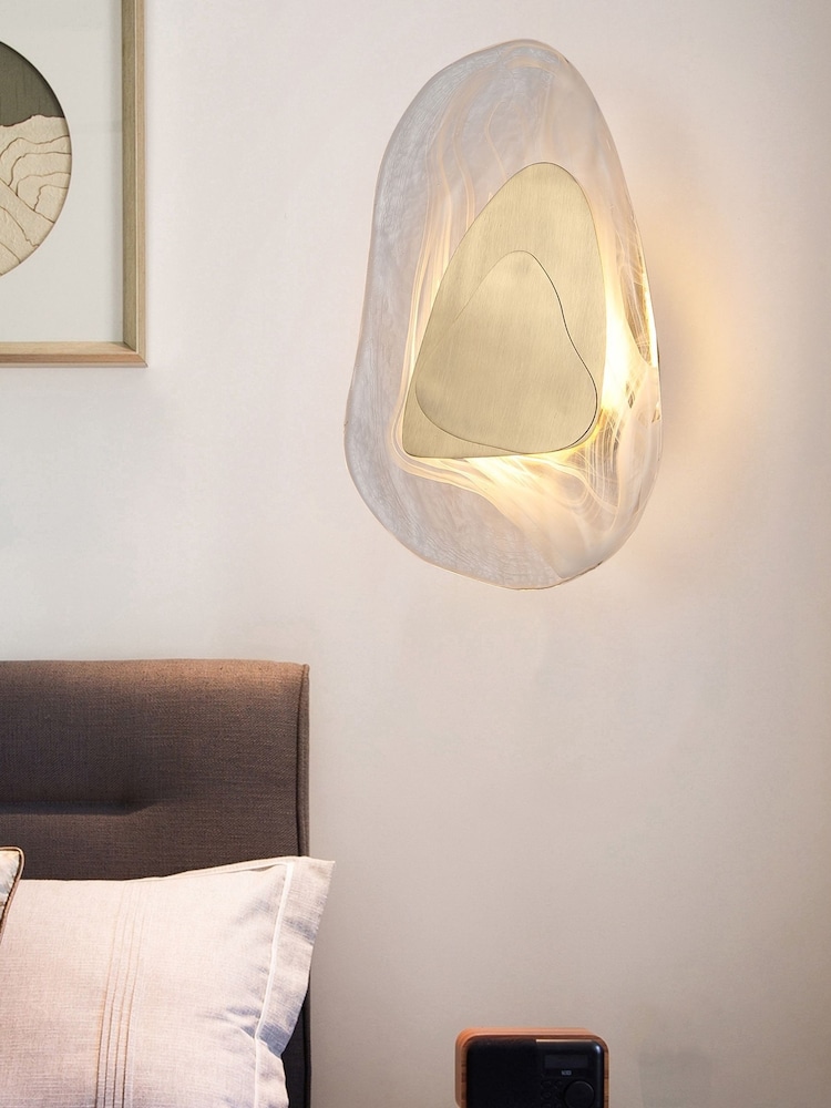 Searchlight Brass and Clear Sculptural Wall Light - Image 1 of 5