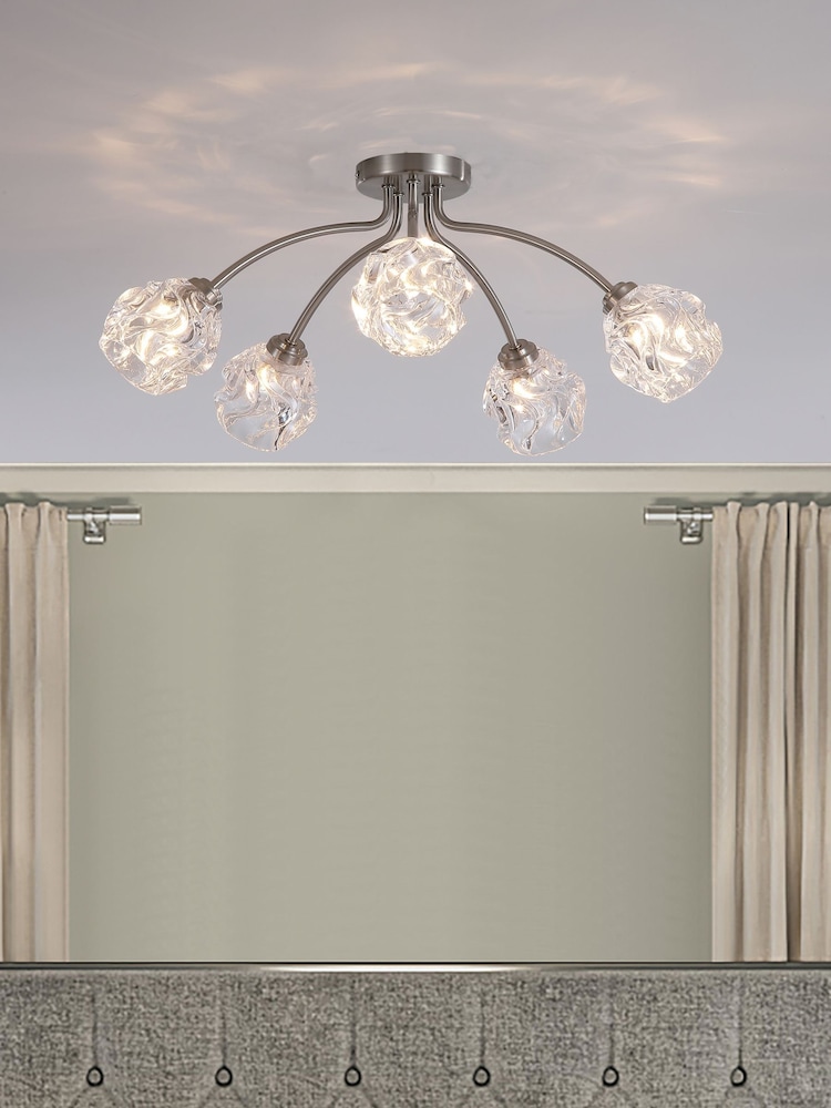 Searchlight 5 Light Textured Glass Flush - Image 1 of 5