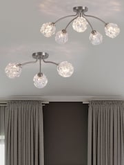 Searchlight 5 Light Textured Glass Flush - Image 2 of 5