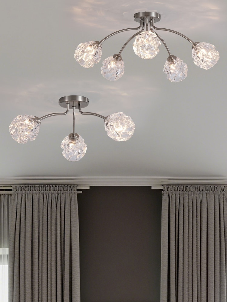 Searchlight 5 Light Textured Glass Flush - Image 2 of 5