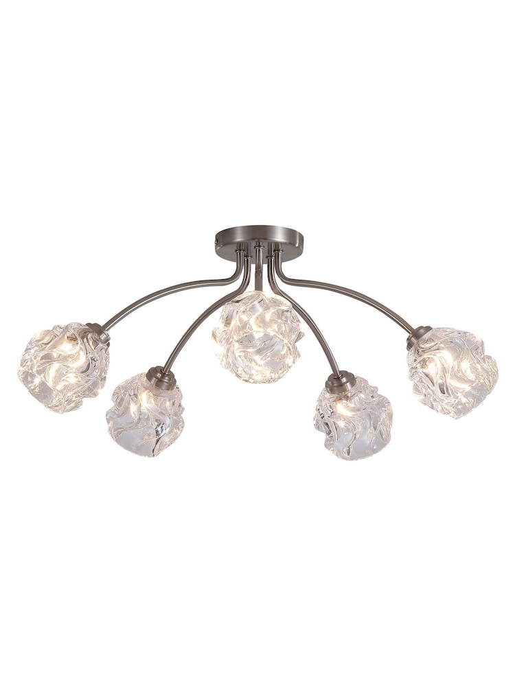 Searchlight 5 Light Textured Glass Flush - Image 5 of 5