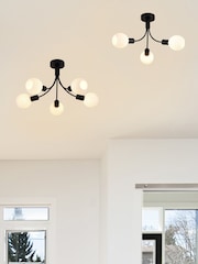 Searchlight Black and White 3 Light Metal & Glass Ceiling Lamp - Image 2 of 5