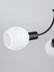 Searchlight Black and White 3 Light Metal & Glass Ceiling Lamp - Image 3 of 5