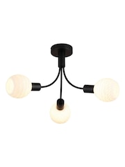 Searchlight Black and White 3 Light Metal & Glass Ceiling Lamp - Image 4 of 5