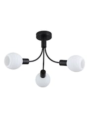 Searchlight Black and White 3 Light Metal & Glass Ceiling Lamp - Image 5 of 5
