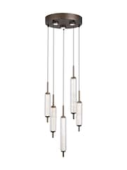 Searchlight Latte and Clear 5 Light Multi Drop Glass Pendant - Image 4 of 5