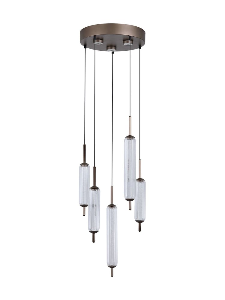 Searchlight Latte and Clear 5 Light Multi Drop Glass Pendant - Image 5 of 5