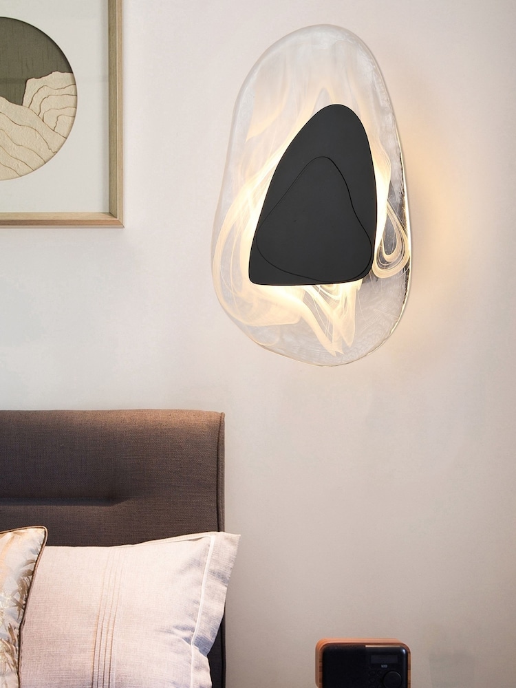 Searchlight Black and Clear Sculptural Wall Light - Image 1 of 5