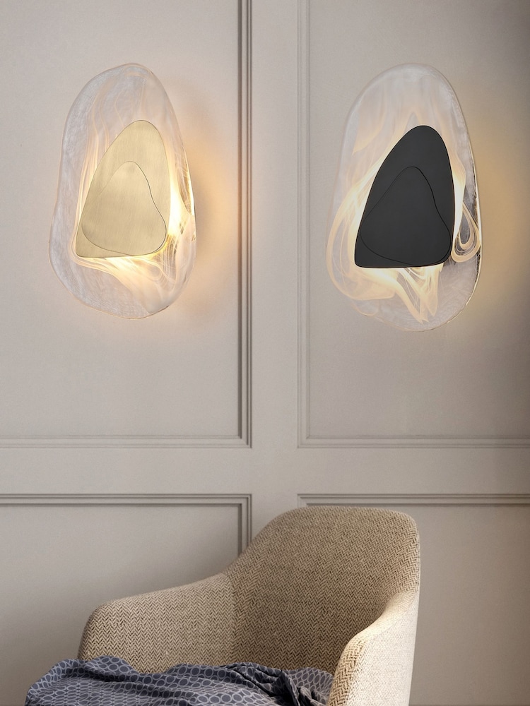 Searchlight Black and Clear Sculptural Wall Light - Image 2 of 5