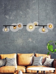 Searchlight Matt Black 7 Light Ribbed Glass Pendnat - Image 1 of 5