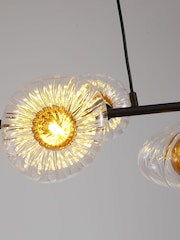 Searchlight Matt Black 7 Light Ribbed Glass Pendnat - Image 3 of 5