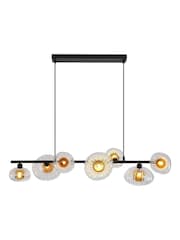 Searchlight Matt Black 7 Light Ribbed Glass Pendnat - Image 4 of 5