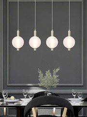 Searchlight Satin Brass 4 Light Frosted Glass Bar Pendant - Image 1 of 5