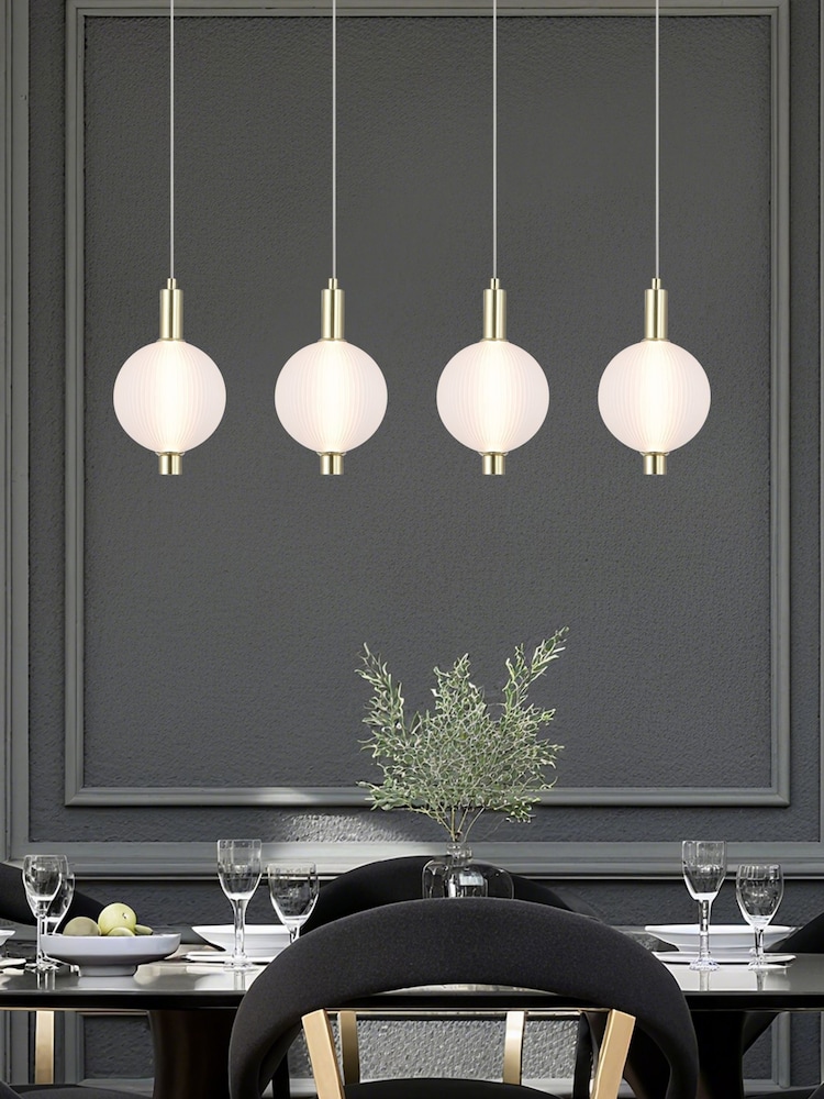 Searchlight Satin Brass 4 Light Frosted Glass Bar Pendant - Image 1 of 5