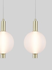 Searchlight Satin Brass 4 Light Frosted Glass Bar Pendant - Image 3 of 5