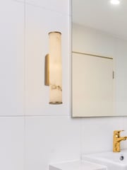 Searchlight Gold White Marble Resin Wall Light - Image 1 of 5