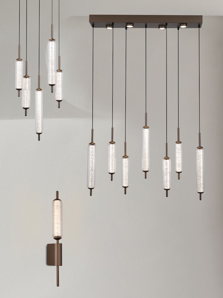 Searchlight Latte and Clear 7 Light Glass Bar Pendant - Image 2 of 4