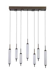 Searchlight Latte and Clear 7 Light Glass Bar Pendant - Image 4 of 4