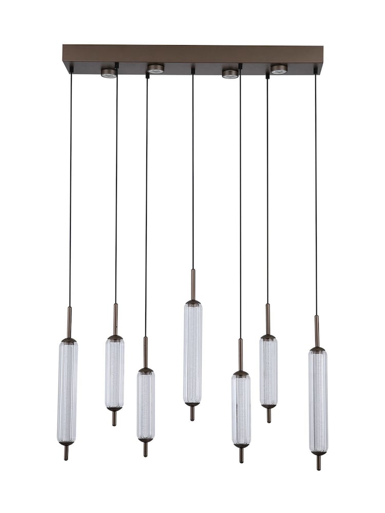 Searchlight Latte and Clear 7 Light Glass Bar Pendant - Image 4 of 4