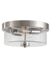 Searchlight Satin Silver and Clear 2 Light Seeded Glass Flush - Image 3 of 5