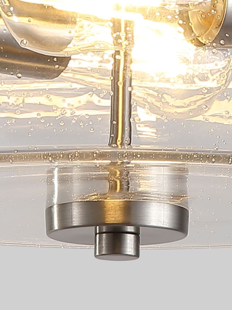 Searchlight Satin Silver and Clear 2 Light Seeded Glass Flush - Image 5 of 5