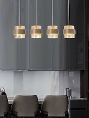 Searchlight Sand and Amber 4 Light Metal & Glass Bar Pendant - Image 1 of 5