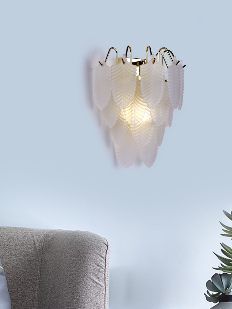 Searchlight Brass 1 Frosted Glass Wall Light - Image 1 of 5