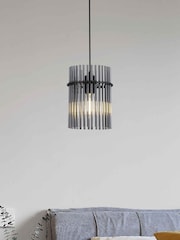 Searchlight Black and Smoke 1 Light Glass Rod Pendant - Image 1 of 5